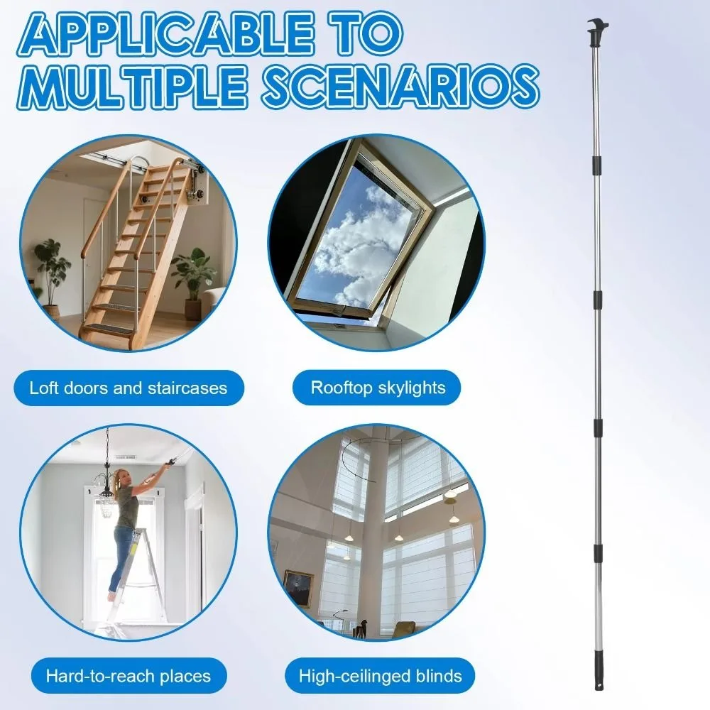 Multi-angle Window Pole Opener Anti-slip Texture Sturdy Blind Opener Pole Easy To Disassemble Hangable Skylight Pole Opener