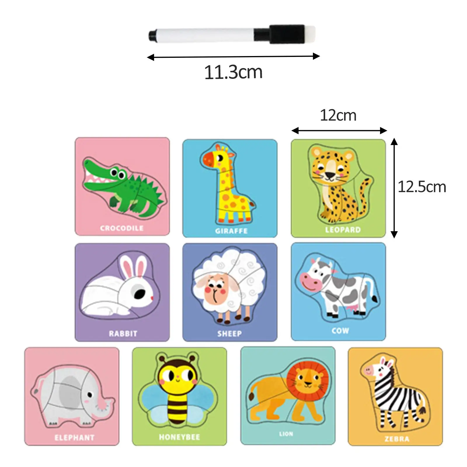 Paper Animals Puzzle Cards Childrens Puzzle Tracing Practice Cards for Kids Children Kindergartens Beginners Preschoolers