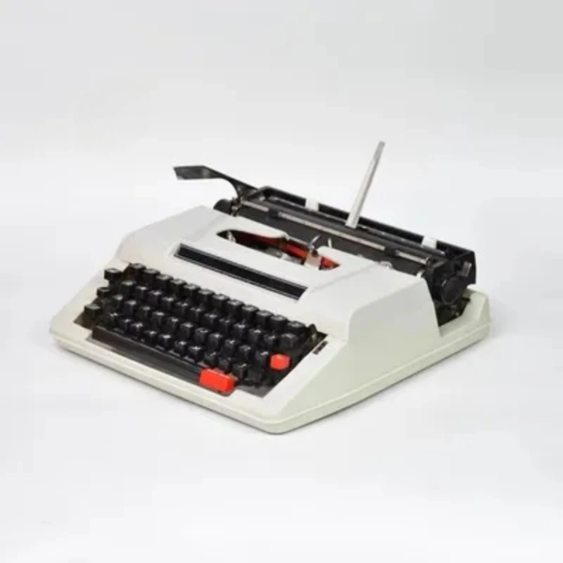 Typewriter White English Machinery 1980S Normal Use Retro Artistic Gifts Ancient and Old Things