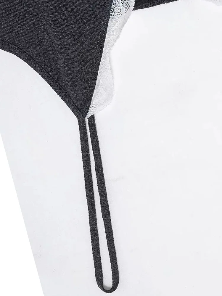 

HH Summer Women New Elegant Versatile Sling Sleeveless V-Neck Knitted Top Female Sexy Backless Lace Decoration Solid Short Top