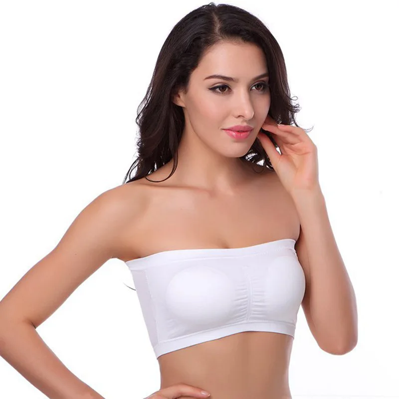 

Anti Glare Large Size Double-layer Strapless Bra with Chest Pad, No Steel Ring Wrap Around The Chest Tube Tops Women Intimates