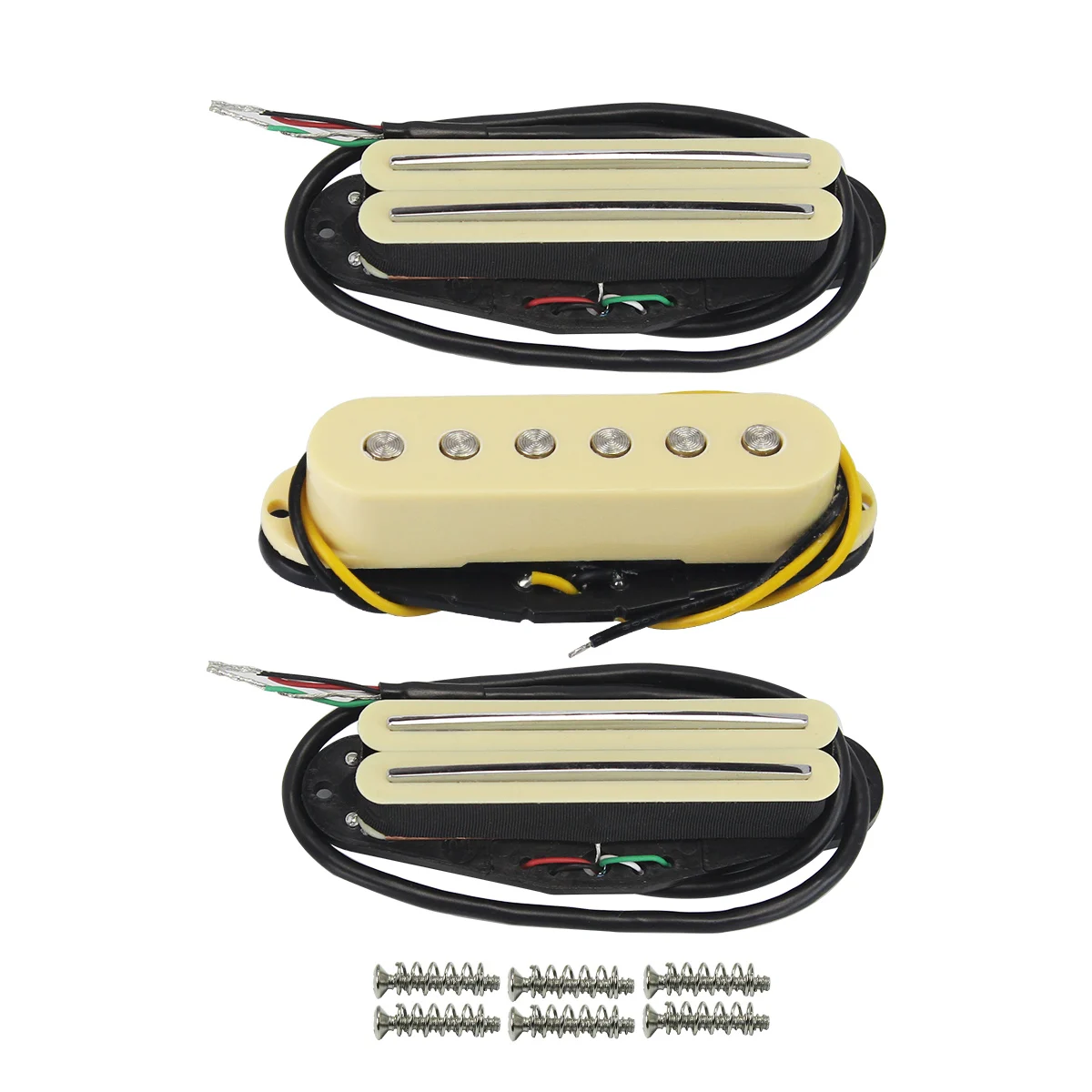 FLEOR 3pcs Ceramic Hot Dual Rails Pickup +Single Coil Pickup+Hot Dual Rails Pickup for ST SSS Electric Guitar Parts