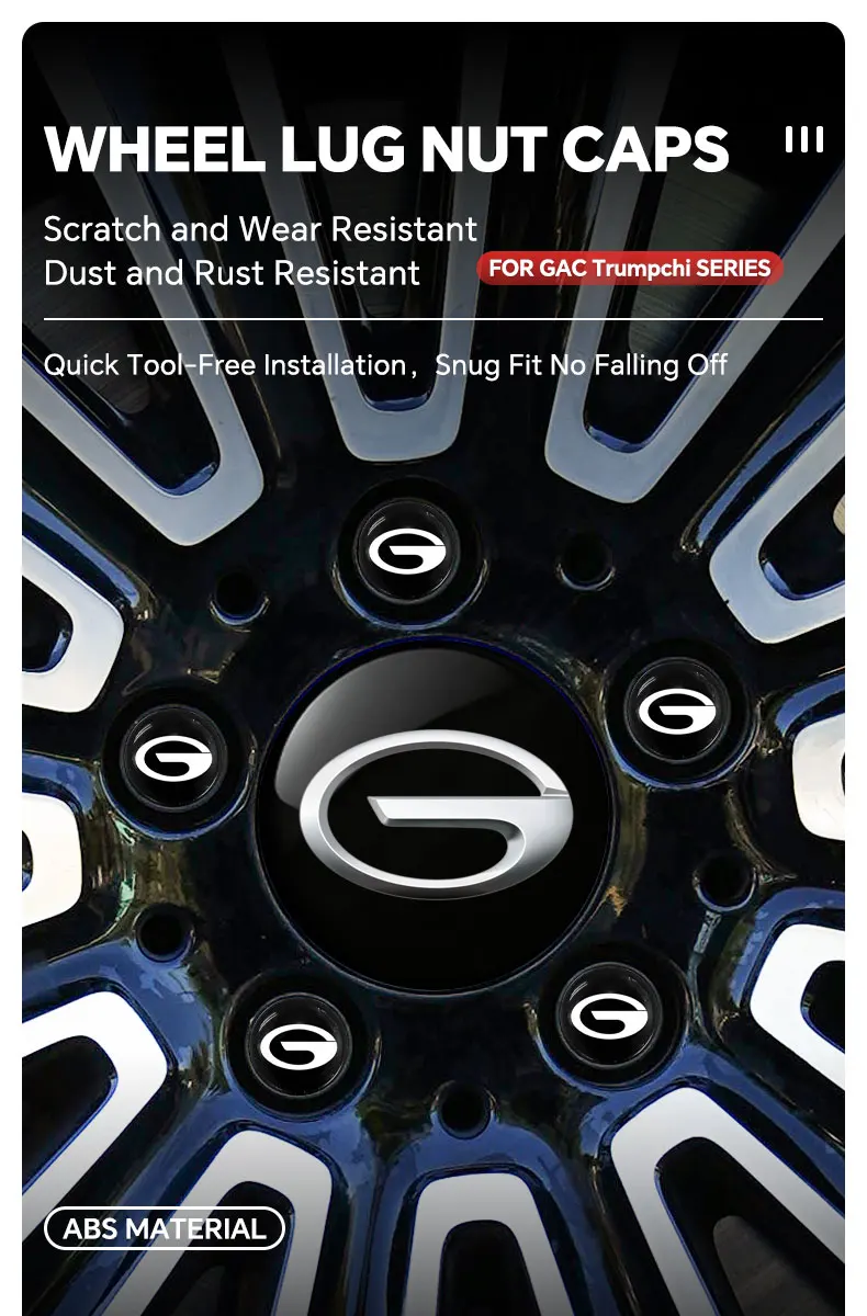 20 Stück Radmutternkappen für GAC Trumpchi M8 GS4 MAX GS3 GS8 M6 – Radmutternkappen, Radmuttern, Reifenmutternkappen – Detail 1