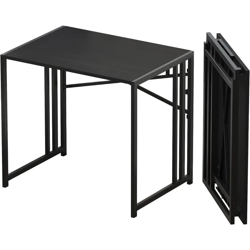 Small Folding Computer Desk 32 inch, Writing Gaming Computer Desk for Small Spaces, No Assembly Required Small Office Desk