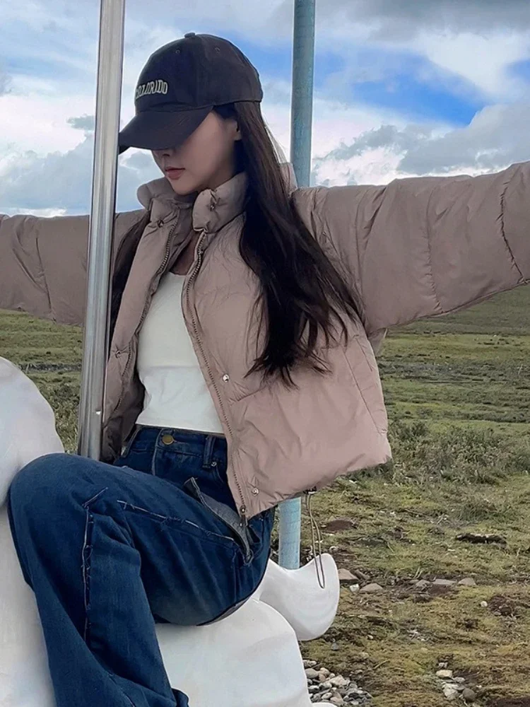 سترة نسائية قصيرة سميكة من القطن شتاء جديد دافئ الوقوف طوق الخبز معطف الكورية نمط فضفاض تنوعا الفتيات ملابس خارجية الصلبة #5