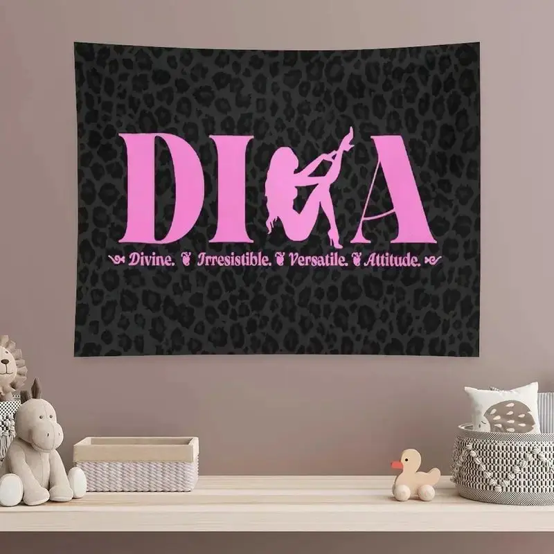 VIKAMA Diva Pink Leopard Female Silhouette Wall Hanging Tapestry Home Room Decor Bedroom Dorm Girl Apartment Accent Soft Durable