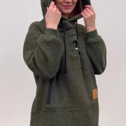 2025 سترة بغطاء للرأس من صوف الضأن سترة حرارية فضفاضة غير رسمية #5