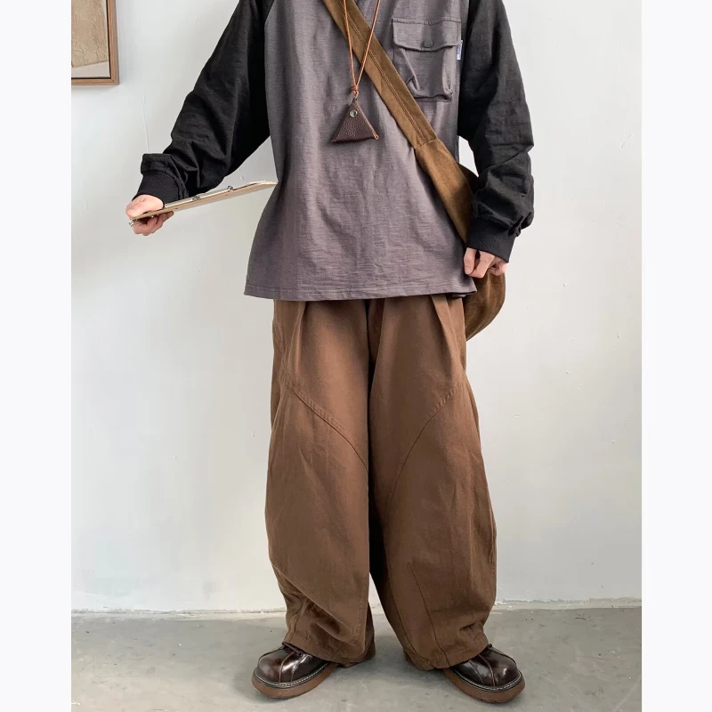 Japońskie spodnie Oversize męskie damskie wiosenne jesienne spodnie z szerokimi nogawkami w stylu Vintage proste workowate spodnie Harajuku Unisex z prostymi nogawkami