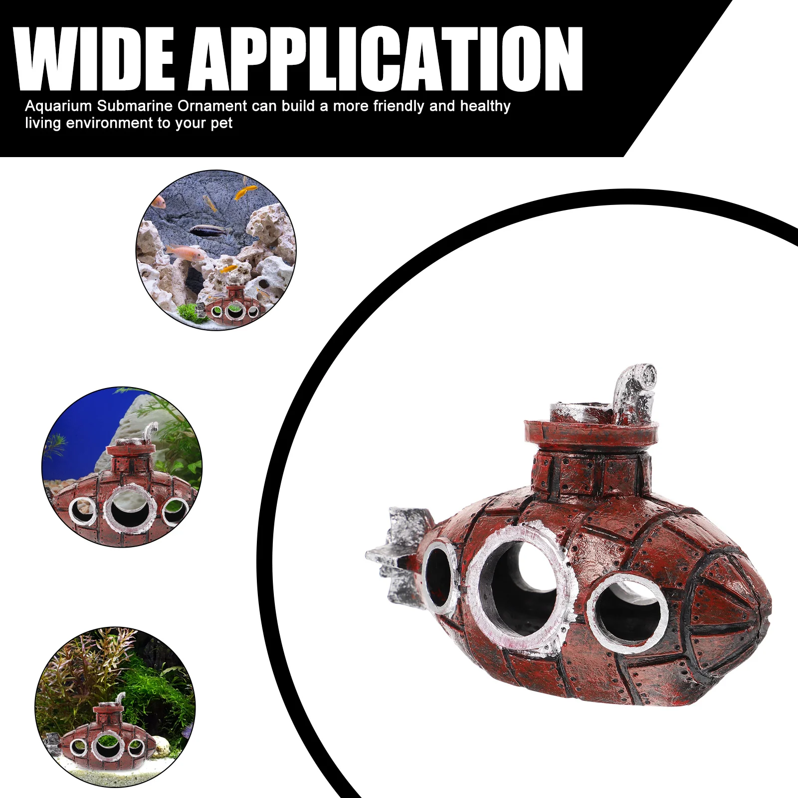 

Fish Tank Submarine Ornament Resin Aquarium Decor Cave for Hiding Playing Laying Eggs Adds Natural Color Stress Relief