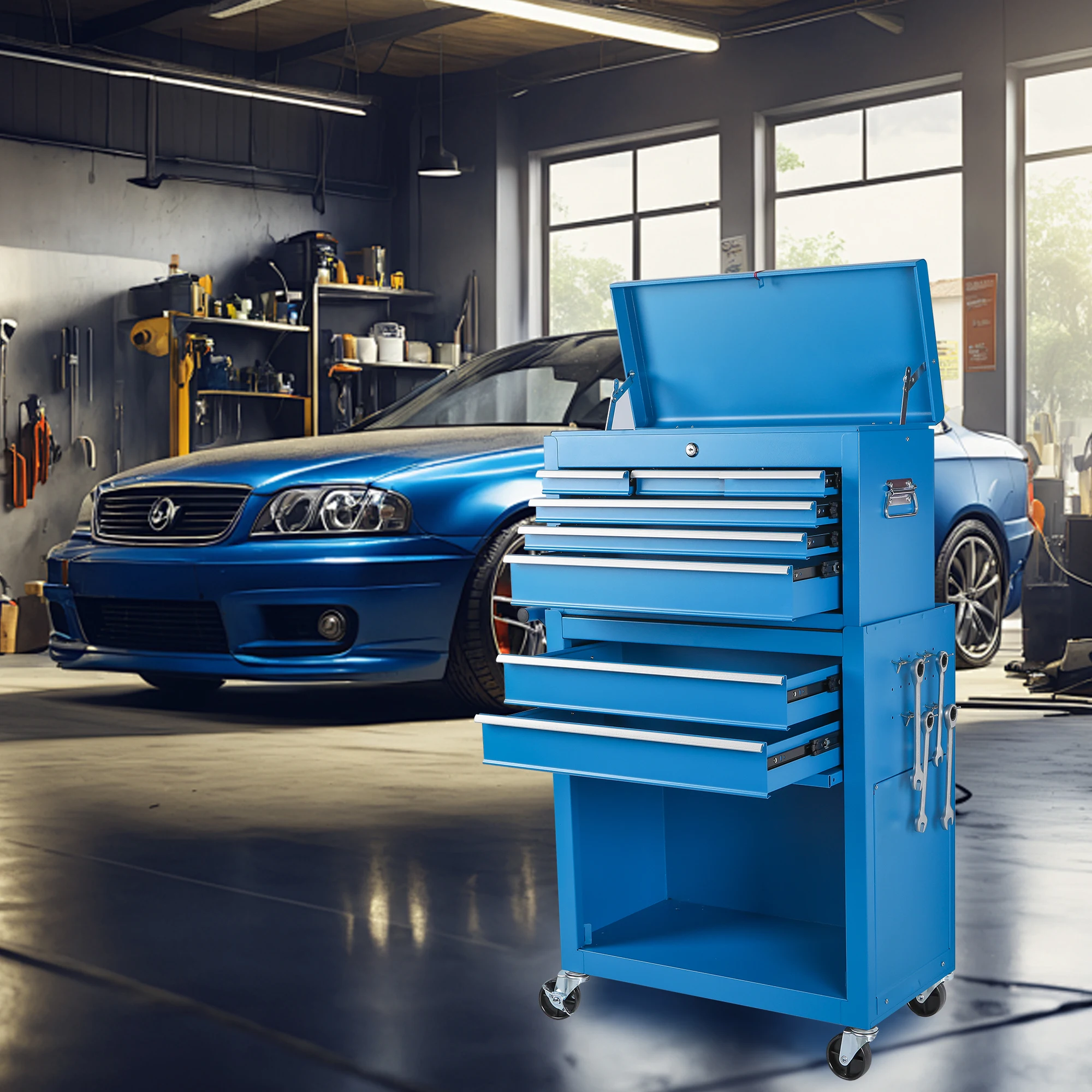 Cabinet Drawers Steel Storage Tool Tool cabinet Toolbox Toolbox wheels Use Wheels Tool Chest, 8-Drawer Rolling Tool Storage Cabi