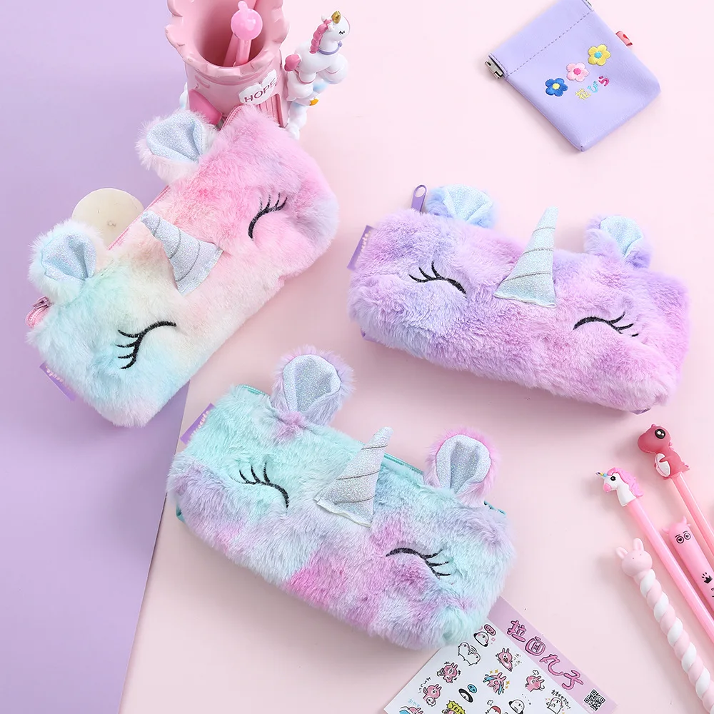 Plush Unicorn Cute Pencil Case Licorne Kawaii Girls Estuche Para Lpices for Trousse Astuccio Canvas Scolaire School Cartuchera