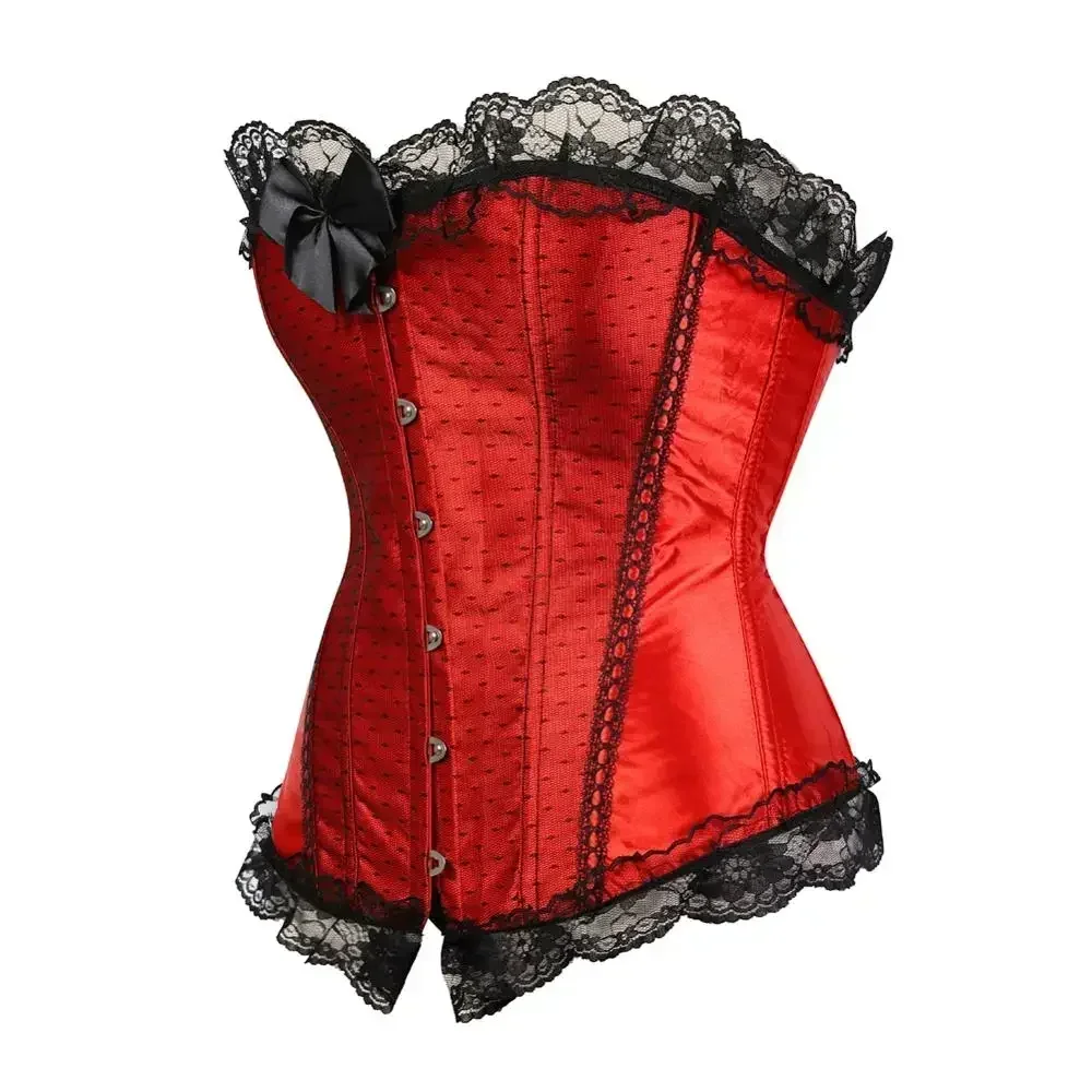 Women\'s Corset Top Burlesque Buckle Bustier Gothic Bustiers Vintage Corsets Lace Overlay Korsett Evening Party Costume Plus Size