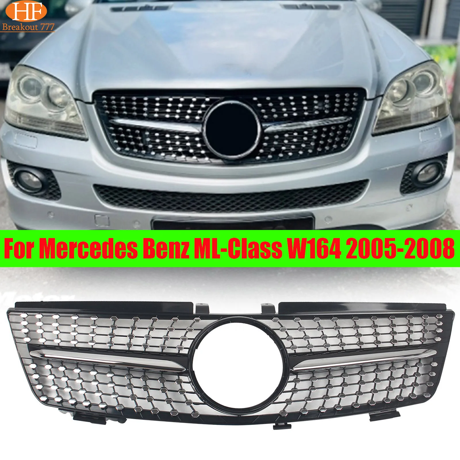 

Car Front Racing Grille Bumper Grilles Replacement Part For Mercedes Benz ML-Class W164 2005-2008 ﻿