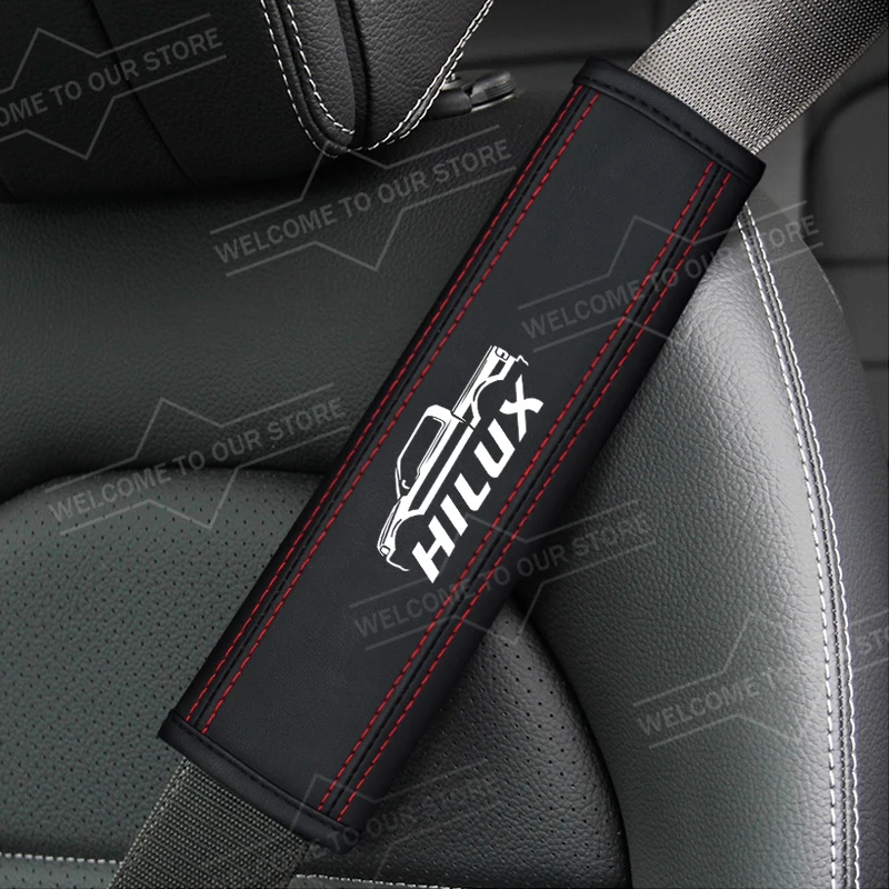 2pcs Car For Hilux REVO Pickup Truck OFF-Road Logo Seat Belt Cushion Leather Safety Belt Shoulder Protector Pads view 3