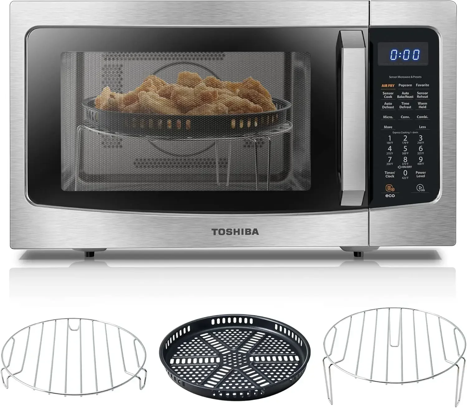 4-in-1 ML-EC42P(SS) Countertop Microwave Oven, Smart Sensor, Convection, Air Fryer Combo, Mute Function, Position Memory 13.6