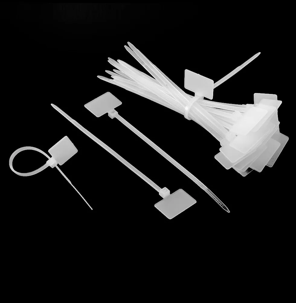 100pcs label strap 2.5mm x 100mm mark label strap, white plastic nylon mark self-locking Mark Cable Tie, binding strap