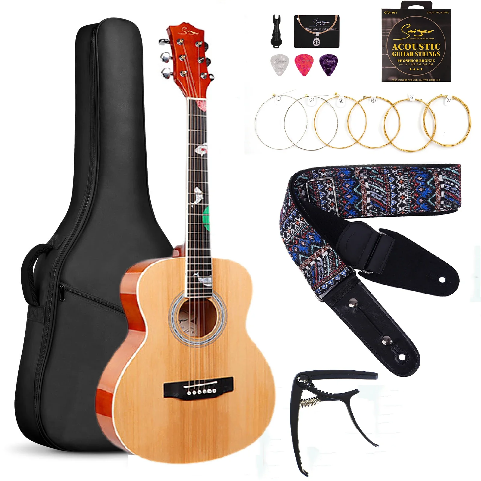 Entry Level Acoustic Folk Guitar, 36 Inch Youth Size Travel Guitar for Beginners Adults Children Students Youth,Right Handed