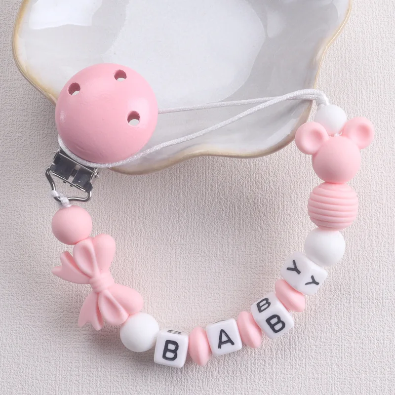 

Baby Customization Personalized Name Pacifier Chains Dummy Nipple Holder Teether Pendant Newborn Items Teething Toys Shower Gift