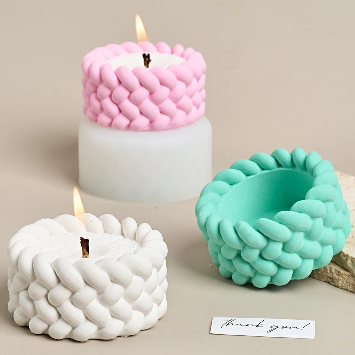 Round Shape Hemp Rope Jar Silicone Mold Creative Scented Candle Woven Bowl Storage Box Resin Molds DIY Plaster Carft Home Decor