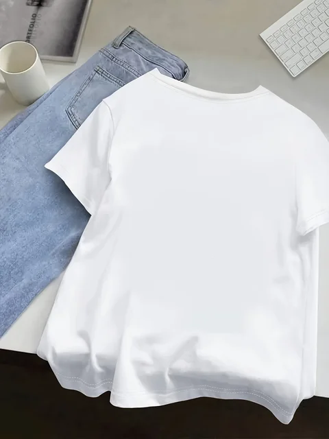 Women's T-shirt Short Sleeved Cute Sleeping Duck
