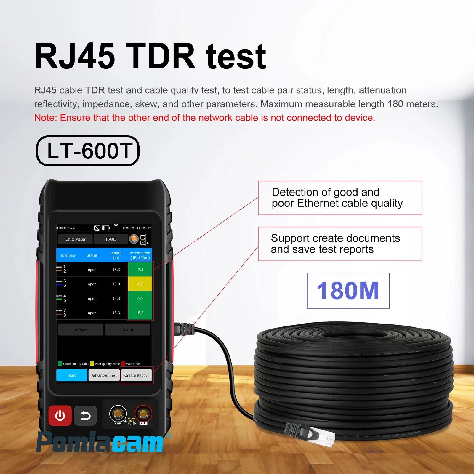 LT-600T All-in-One PoE Network Cable Tester RJ45 TDR Test PoE Detector Digital Multimeter Fiber OPM VFL Level Meter