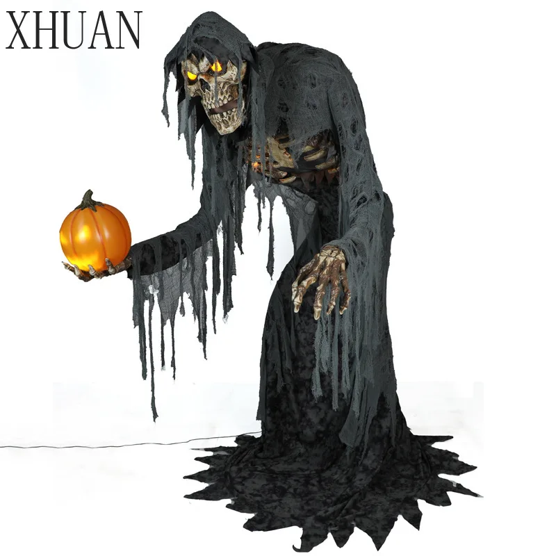 Halloween Cross-Border Large-Scale Electric-Induction Outdoor Decorative Prop Jack Tracker Grim Reaper Eerie Atmosphere