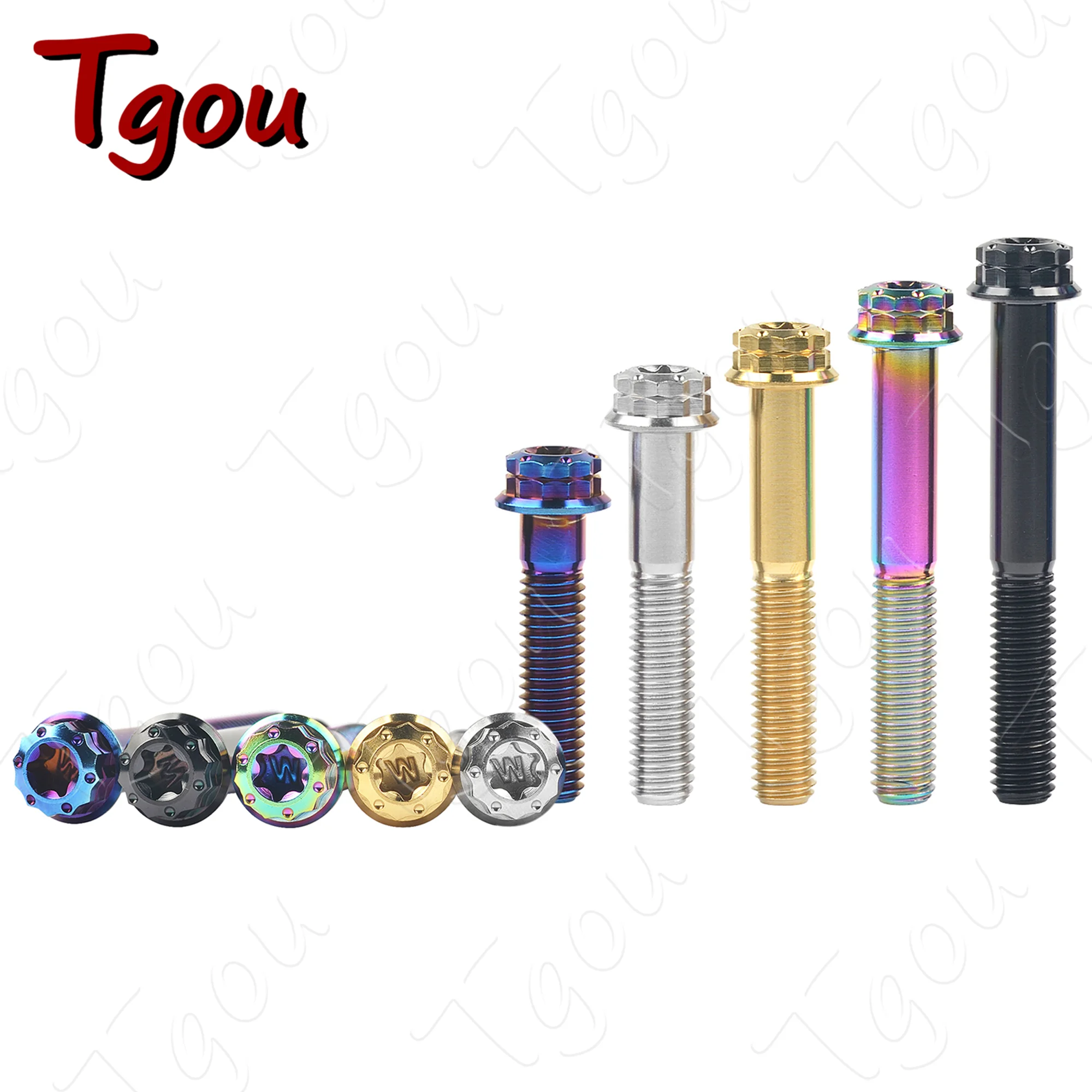 Tgou Titanium Bolt M8x15~80mm M10x25~70mm Pitch1.25/1.5mm 12 Points Flange Torx Head Screw for Motorcycle Calipers Refitted