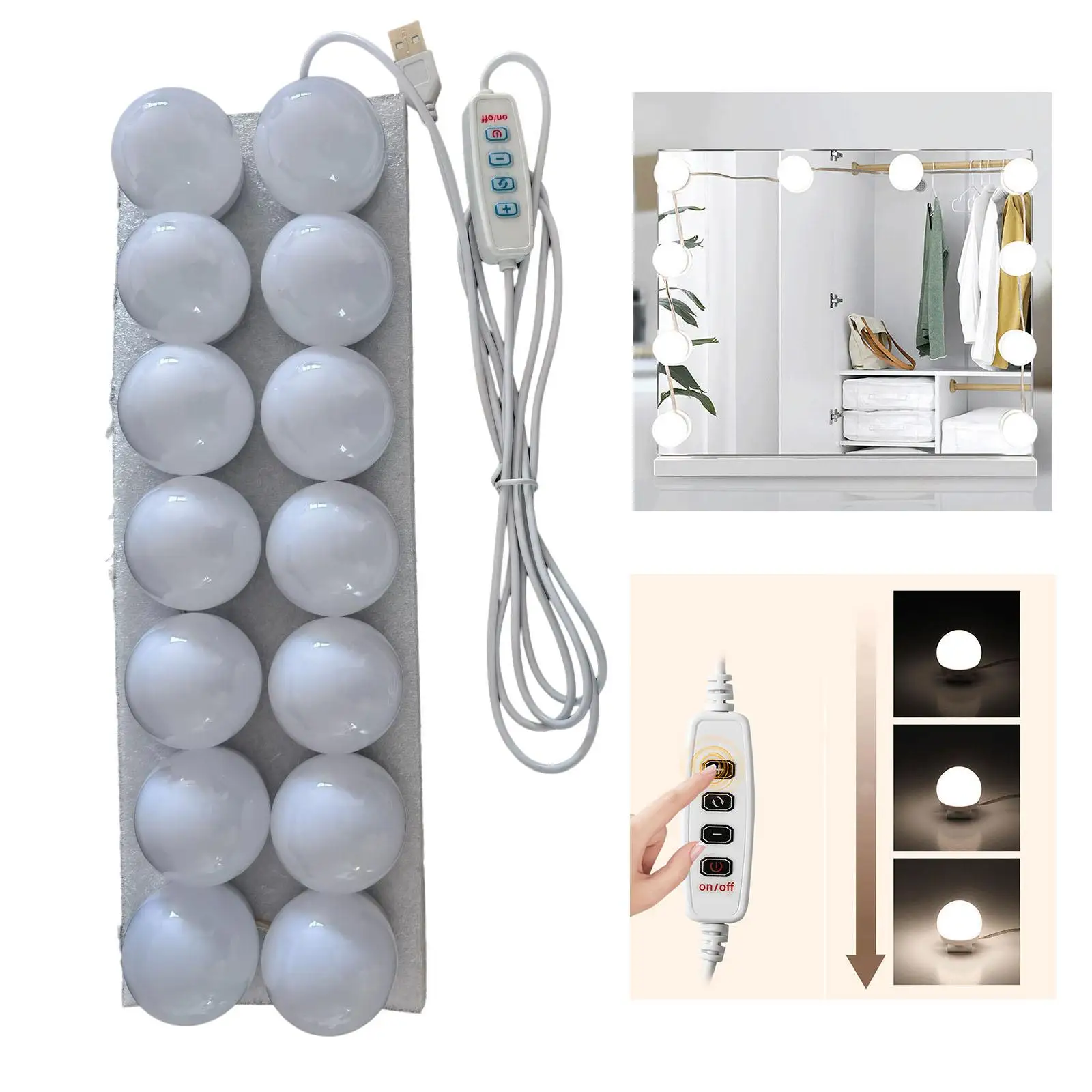 Imagem -04 - Led Dimmable Maquiagem Espelho Lâmpadas Vanity Stick Quarto Tabletop Lights