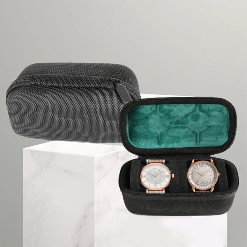 Caja almacenamiento estuche para llevar a 2 tranvías resistente a caída para contenedor reloj suave reloj