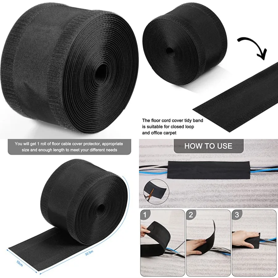 

Cord Cover Floor Cable Protector Carpet Wire Cover Floor Cable Management for Office Carpet Organized and Protect