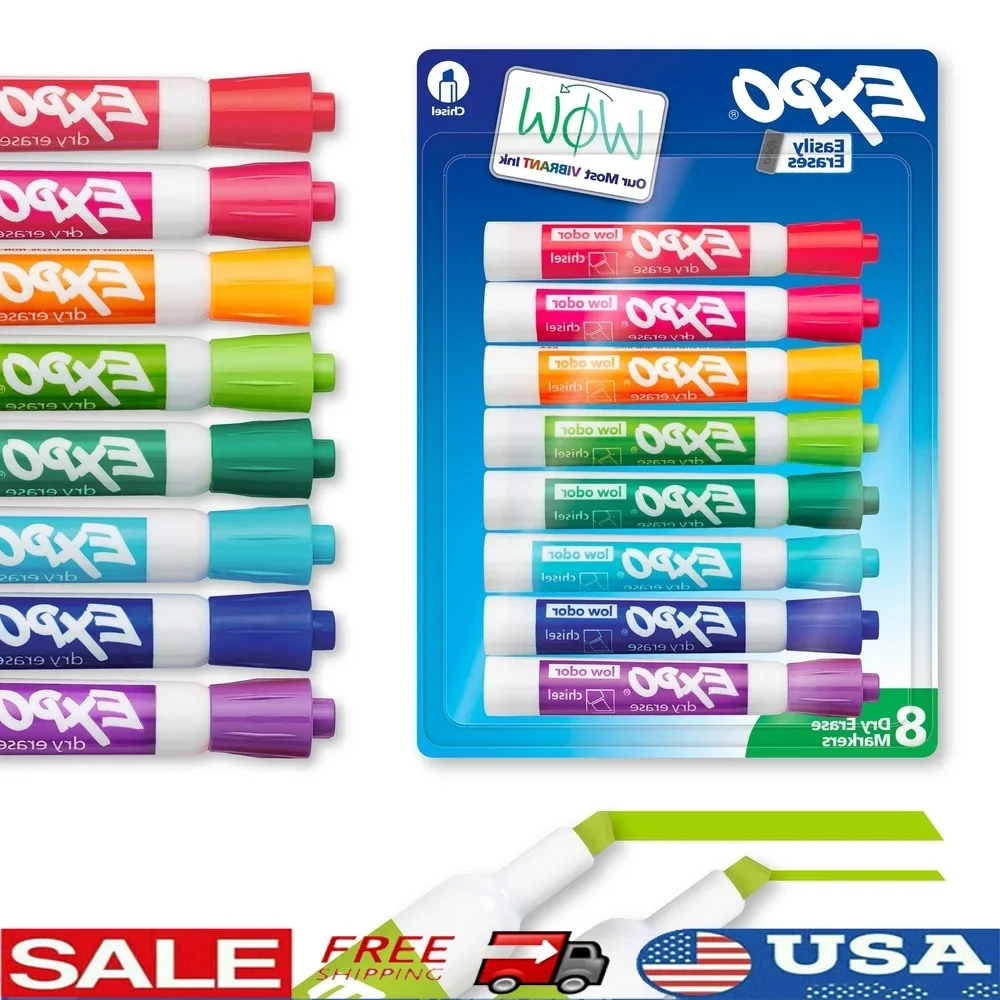 

Low Odor Dry Erase Markers Chisel Tip 8 Count Assorted Colors Whiteboard Markers Classroom Office Home Presentations