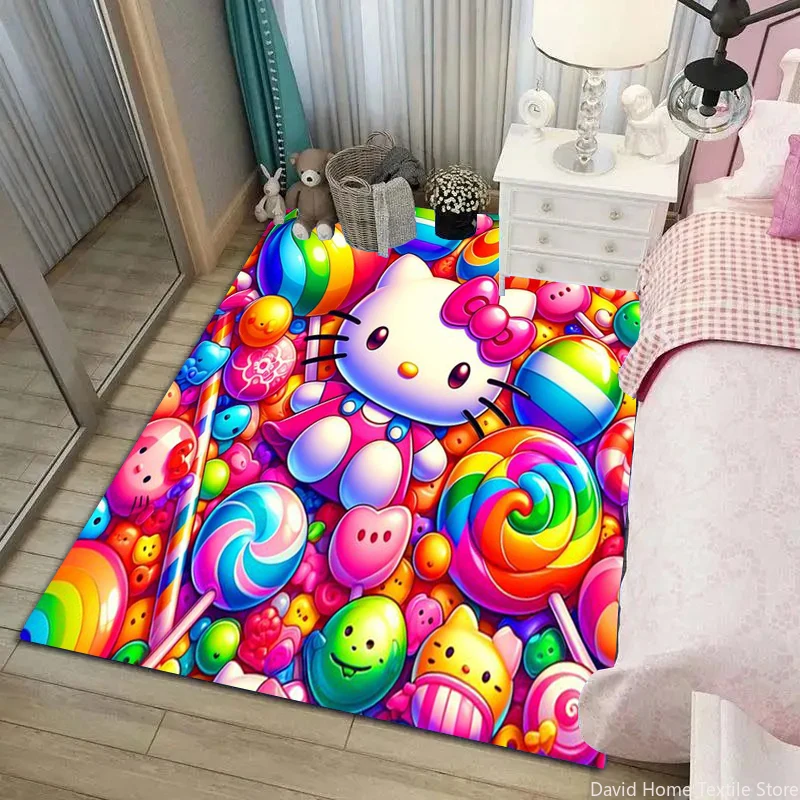 Sanrio Hello Kitty Rugs Large Carpets for Home Living Rooms Children Bedroom Sofa Doormat Floor Decor Mat Kids Mat Decoration