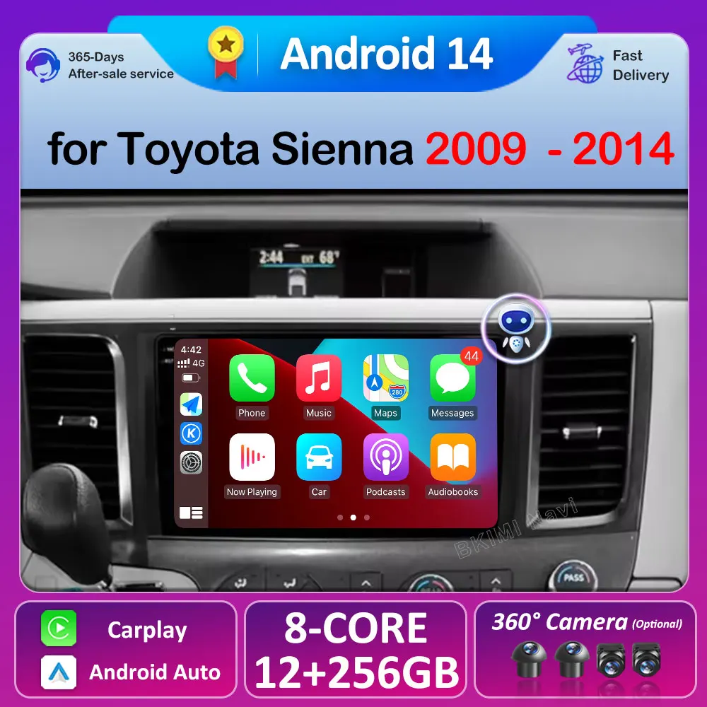 

Android 14 Car Radio for Toyota Sienna 2009 2010 2011 2012 2013 2014 Navigation Multimedia Player Stereo GPS 4G Carplay Auto