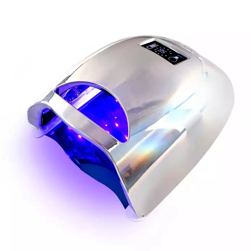 48W Draadloze Uv Led Nail Lamp Voor Manicure Draadloze Oplaadbare Batterij Silver Shell Nail Droger Voor Curing Gel Polish lamp