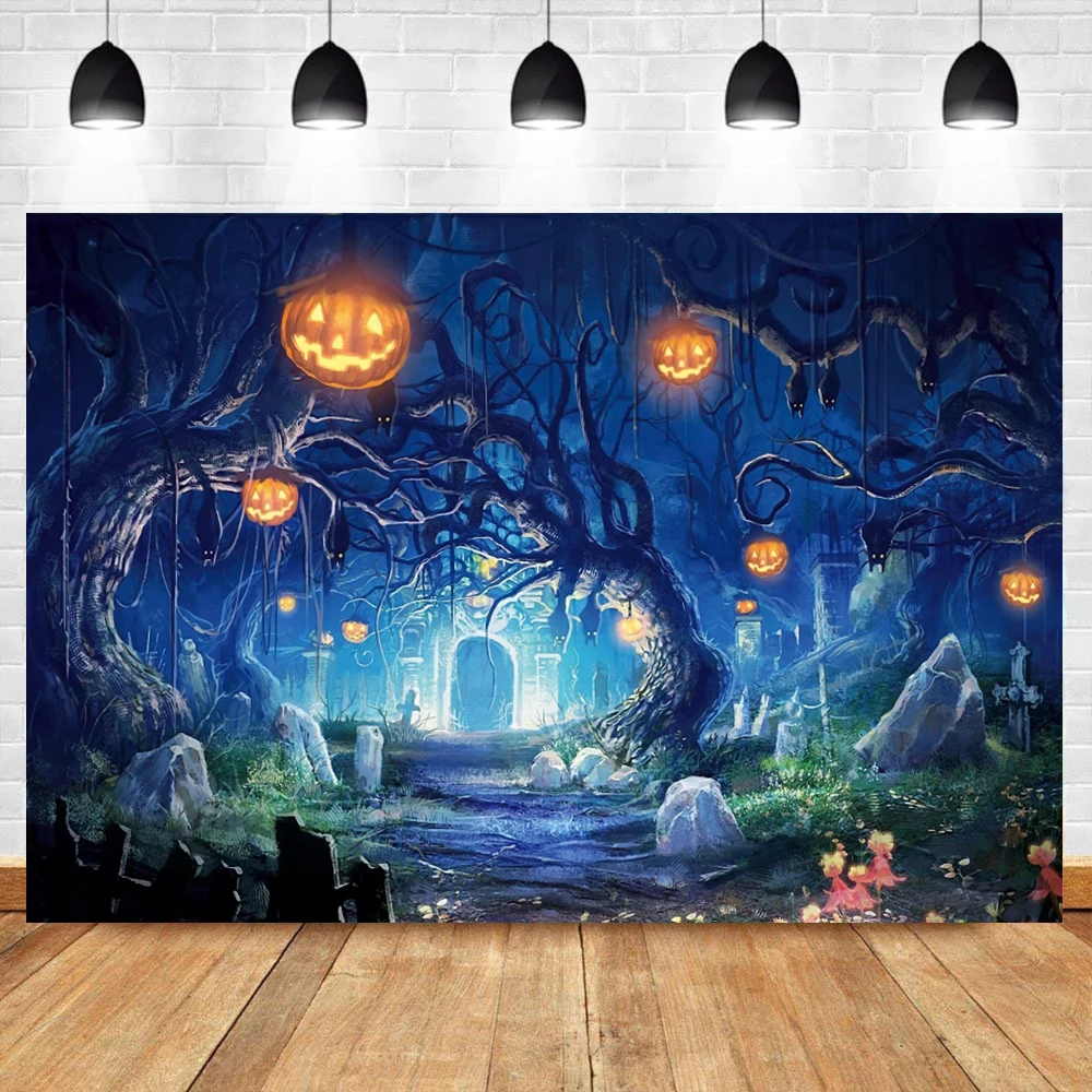 Feliz Halloween festivales calabaza luces murciélago al aire libre Horrible escénico fondo fotográfico foto telón de fondo estudio fotográfico