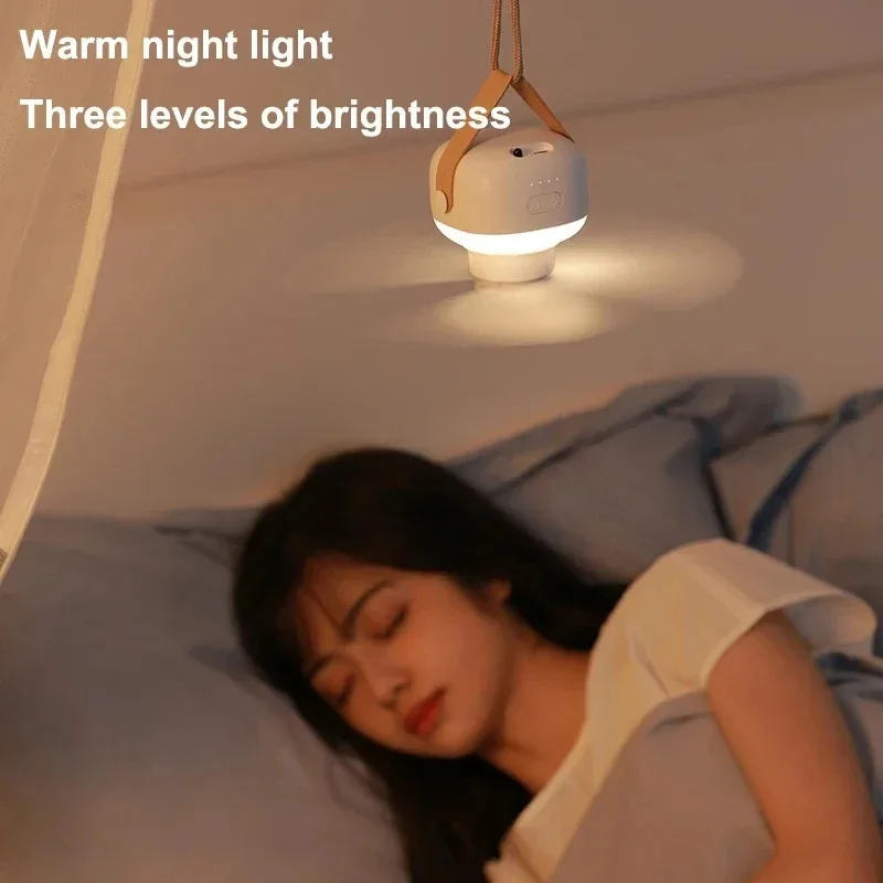 Portable Ceiling Fans 2400mAh Outdoor Camping Fan Tent Ventilator Cooler Rechargeable Electric Fan Remote Control LED Lighting