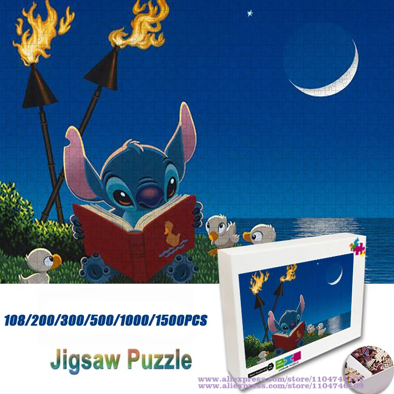 

Anime Lilo & Stitch Puzzle Jigsaw 108/200/300/500/1000/1500Pcs Cartoon Anime Puzzles Intelligence Puzzles for Kids Home Decor