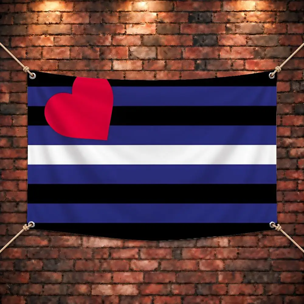 Strong Refined Design L-Leather Pride Flags Four Rings Bright Hanging Yard Decor Indoor Outdoor Assembly