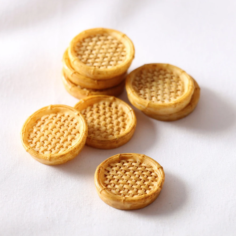 

10 Pcs Mini Bamboo Crate Miniature House Decor Ornament Resin Small Tool Ornaments