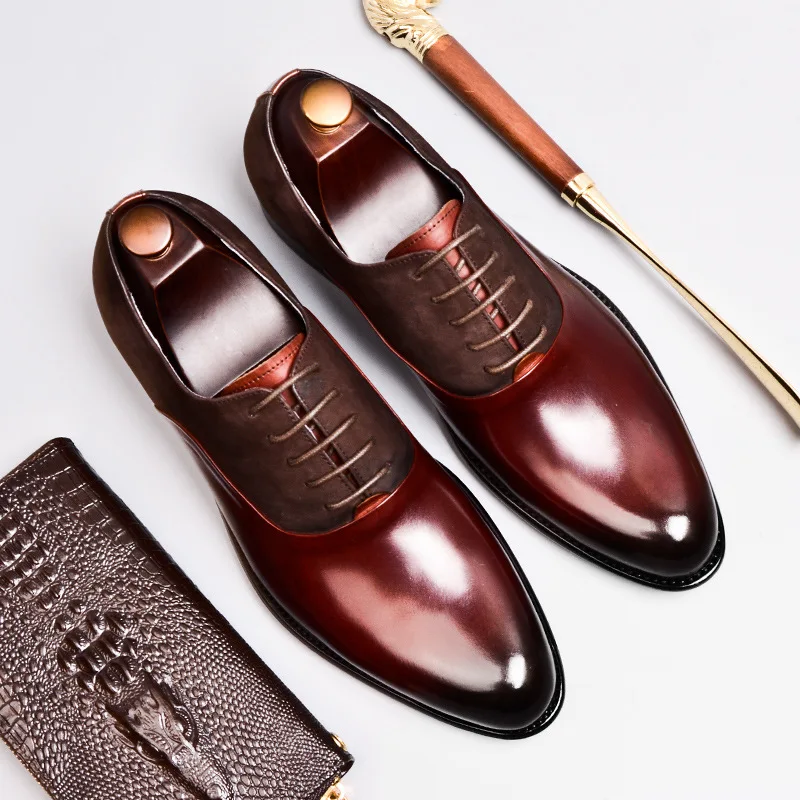 

Handmade Men's Business British Genuine Leather Frosted Oxford Shoes Pointed Men's Shoes