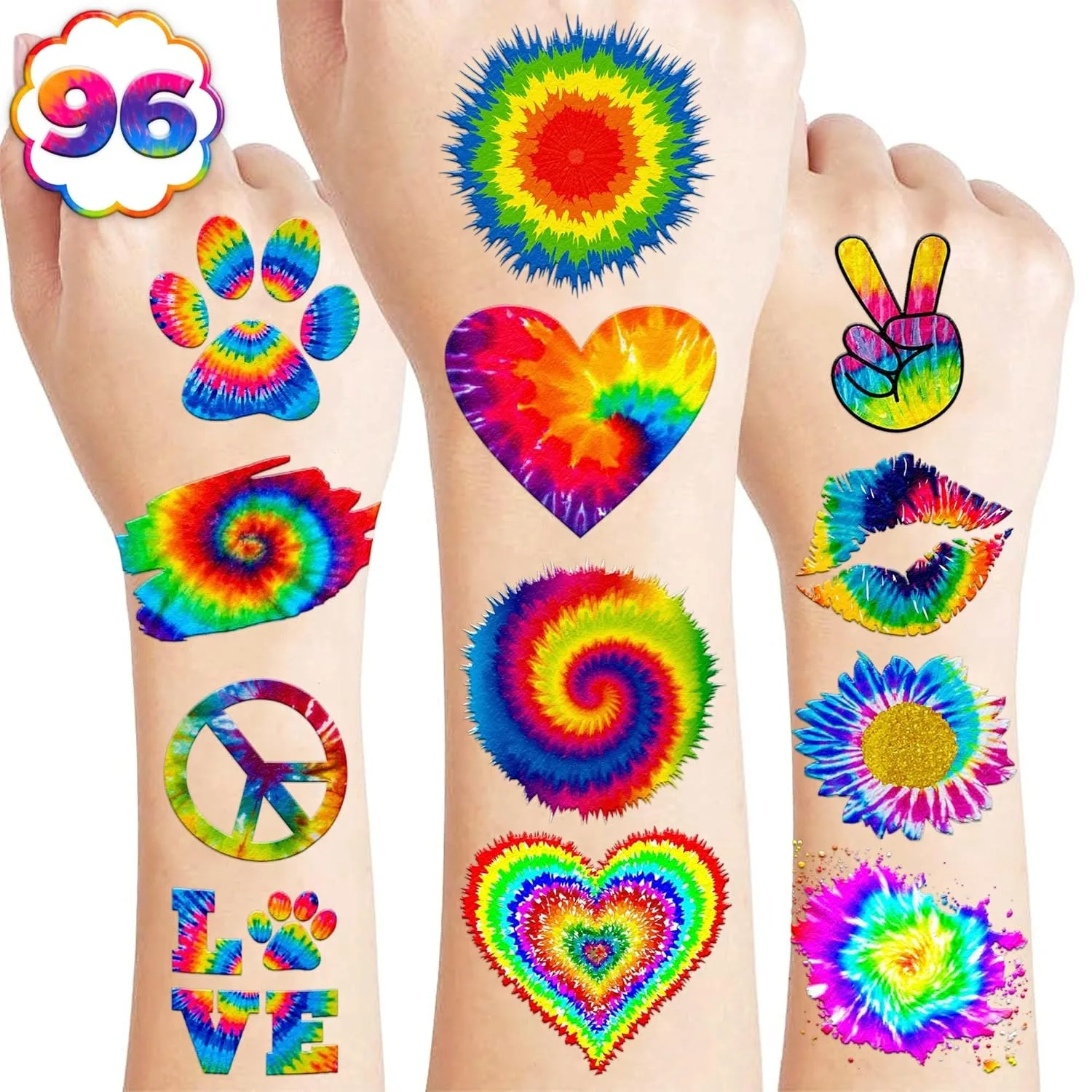 

8 Sheets Temporary Tattoos Birthday Party Supplies Decorations Favors Colorful Decor Stickers for School Prizes Gift for Kids