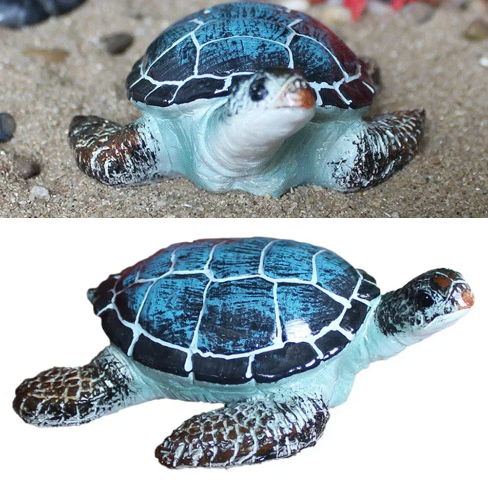 Resin Beach Sea Turtles Miniature Figurine Micro Landscape Decorations Ornaments Building Construction Toys Model Building