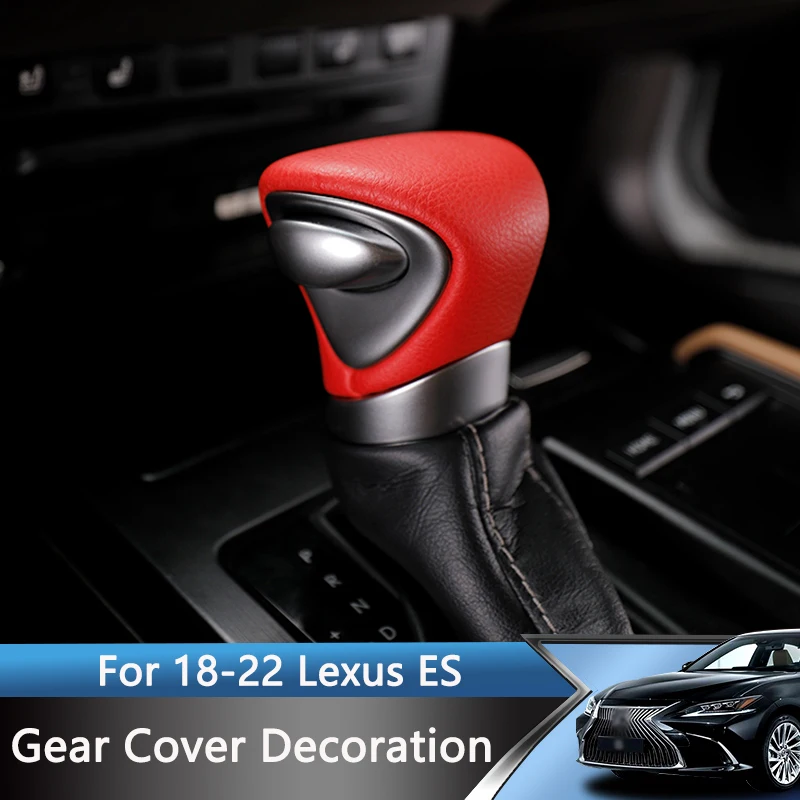 

QHCP Car Gear Knob Head Replacement Decorative Cover Real Carbon Fiber Leather Suede For Lexus ES200 260 300H 2018-2022 Modified