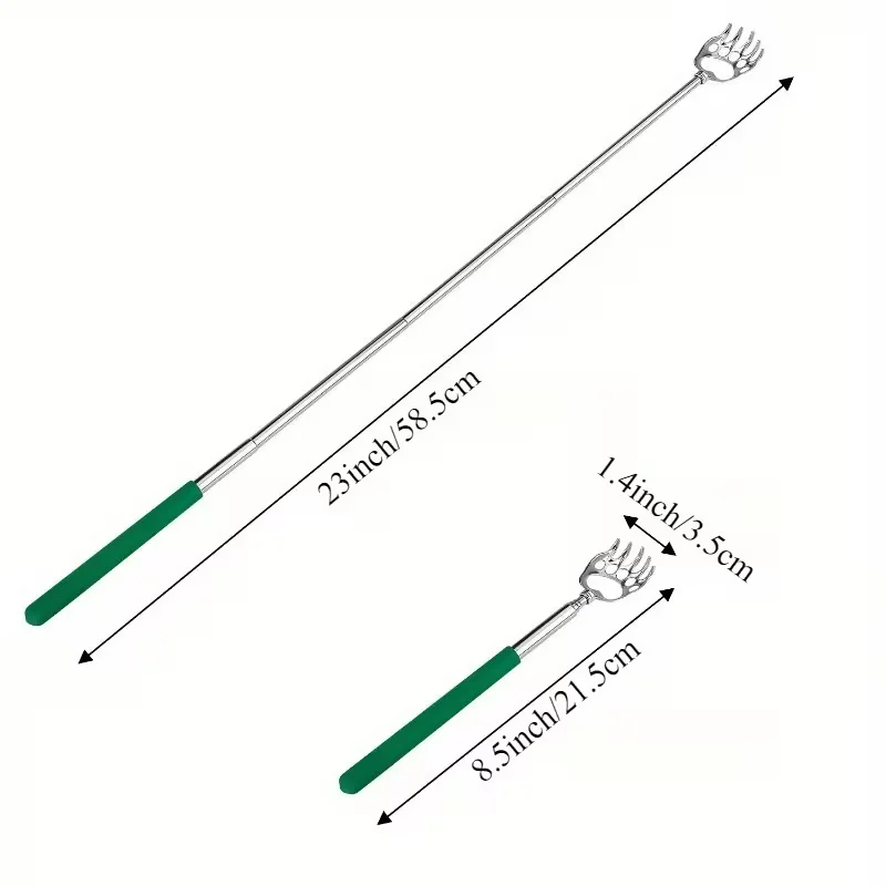 3 Pack Back Scratcher Metal Portable Telescoping with Rubber Handles, Extendable Back Massager Tool，Random Color