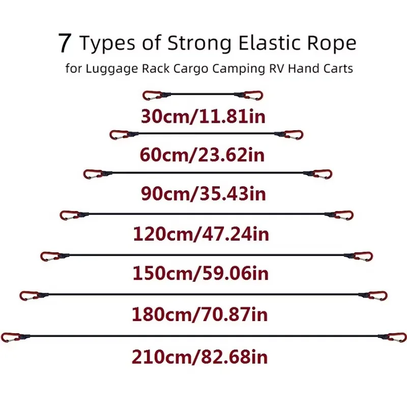 Elastic Ropes Heavy Duty Durable Nylon High Elasticity with Sturdy Metal Buckles 3 Types for Fishing Boats Docking Tying Car