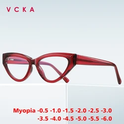 VCKA Cat Eye Prescription Myopia Glasses Thick Frame NEW Women Fashion Discoloration Anti Blue Light Eyewear -0.50 TO -10