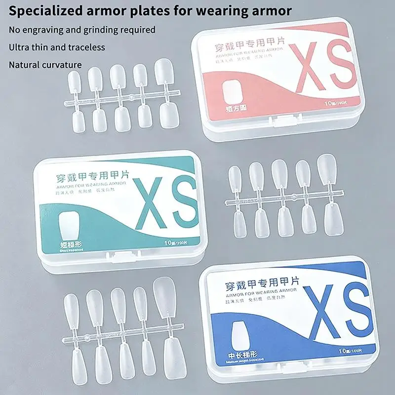 100Pcs/box XS/S/M Fake Nails No Polishing No Trace Press On Nails Clear Artificial Thin Nail Tips For Nail Extension Home DIY