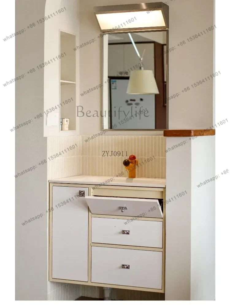 Korean medieval bathroom cabinet ceramic integrated basin toilet washbasin cabinet combination washbasin