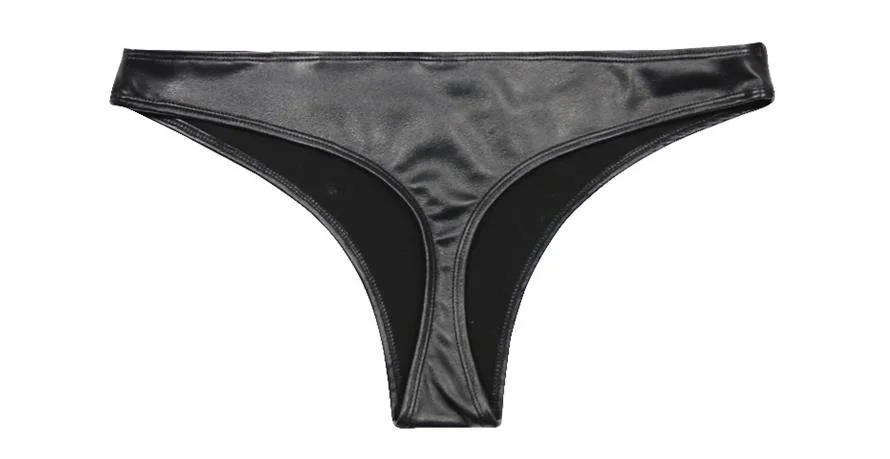 Women Lady PU Leather Sexy Shorts T Crotch Low Waist Briefs Slim Tight