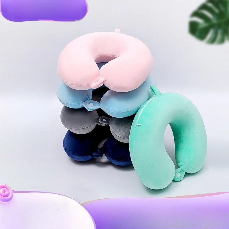 Memory Foam U Shape Travel Pillow Neck Support Compact Foldable for Airplane Train